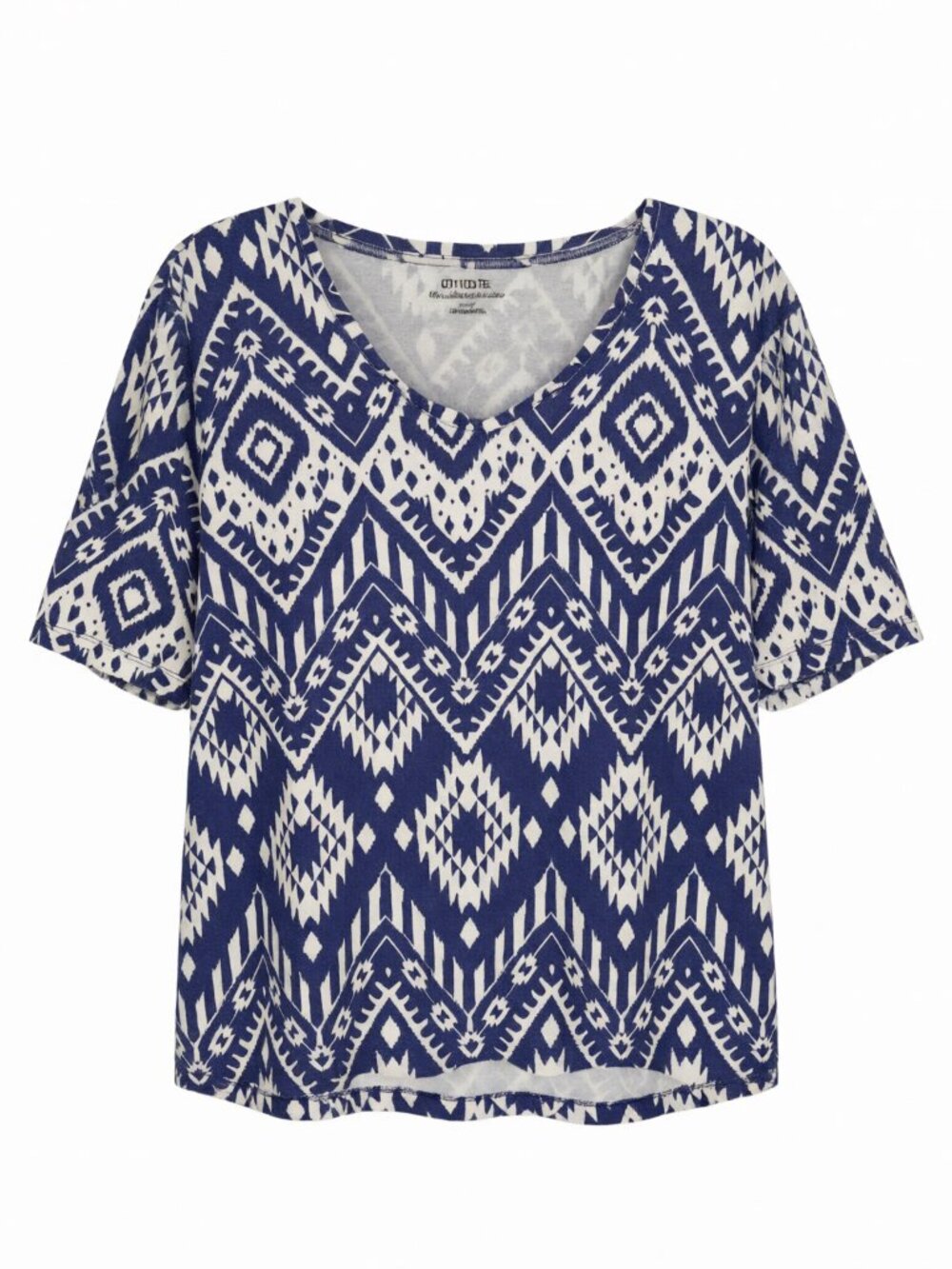 Chico's Blue White Women's Blue Print Short Sleeve Tee Size 2
